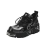 Klänningskor Metal Punk Chunky Platform Y2K Flame Buckle 44 Kvinnor stor storlek Tjock Sole Oxfords Round Toe 12 Lace Up Rock Medium Heel