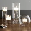Titulares de vela Candelabrum decoração romântica cilindro transparente restaurante ocidental vidro de vidro nórdico doméstico nórdico
