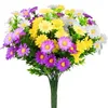 Decoratieve bloemen 6 stks gemengde kleur madeliefjes kunstmatige plant huisdecoratie ornament 2 stks witte paars gele madeliefjes)