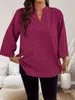 Blouses voor vrouwen shirts dames plus maat gedrukte krullende top casual v-neck een derde mouw2405