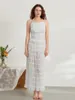 Women Y2k 2 Piece Maxi Skirt Set Lace Up Sleeveless Tank Top Flowy Ruffle Long Outfits 2024 Summer Streetwear