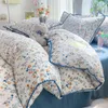 Set di biancheria da letto in stile francese a fiordiate bianche di cotone in cotone per coppie di coperture morbide coppie di ragazze letti floreali di tessili da casa