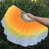 Usure de scène 2pcs Chinois Bellydance Fan 30cm Bamboo 10cm Half Circle Silk Veil Pairs Yangko Dance Fans Dye Dye Adults Sell