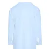 Basic casual jurken plus maat lange mouwen elegante lente en herfst shirt voor vrouwen met knop voorste blauw hoi lage business casual midi jurk 8xll2405