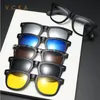 VCKA 6 IN1 Мужские поляризованные солнцезащитные очки Myopia Classic Optical Magnetic Clip Рецепт на заказ женские очки рамки 0510 240423