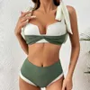 Costumi da bagno femminile sexy bikinis da bagno da bagno nuovo pizzo da bagno su abiti da bagno alta costume da bagno bibico femminile stampato floreale