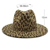 Basker 2024 vinter fedora hattar för kvinnor mode platt bred grim panama ull filt jazz män leopard goth topp bröllopshatt