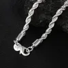 Necklace Earrings Set High Quality Silver Color 4MM Women Men Chain Male Twisted Rope Bracelets Fashion Jewelry