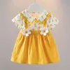 Prenses Kostüm Yaz Bebek Kız Elbise Bebek Yakası Düğün Doğum Günü Kıyafet Toddler Giyim Çocukları Güzel A10871 240428