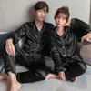 Couple pyjama sets pour hommes pyjama salon de lunge-manches longues sommeil plus taille pant pant satin pyjamas somnifères lover en soie pijamas 240428