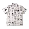Chemises décontractées masculines 2024 Été Men Hip-Hop Cartoon Print Shirt Lovers Fashion Short Sleeve Cool Thin Loose Hawaiian Beach Harajuku