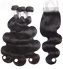 9A Bounchles de cheveux brésiliens avec fermeture en dentelle Peruvian Indien Vierge malaisienne Vierge 3 PCS Rave du corps avec fermeture en dentelle3341717