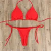 2pcs Summer Femmes Bikini Set Tie latérale Sexy Sweet Bandage Style Brésilien Swimwear Color Couleur de baignade Saisie 240426