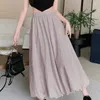Kjolar ankel längd kjol elastisk hög midja bubbla maxi med ankellängd lykta design fast färg a-line för våren