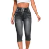 Jeans pour femmes femmes Vintage Gradient Slim Fit Butt-Lifted Crated avec des poches à cordon pour hommes High Waist Ripped