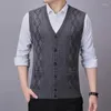 Herenvesten trui 2024 mode oudere wollen vest heren Cardigan Jacquard dikke kleding