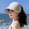 Brede rand hoeden vrouwen sunhat snel droge zomer opvouwbare emmer hoed outdoor strand zonnebrandcrème dop trekkoord verstelbare visser