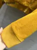 Kvinnors jackor evagina höstdesigner gul färg lös casual jacka solid huva ficka långärmad kappa