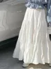 Saias de verão Salia doce 2024 Faldas Mujer de Moda todos combinam plissados A-line Jupe Fashion Korean High Waist White Loose White