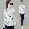 Damenblusen Hemden Frauen Frühlings-/Sommer-Hemd Hemd Womens Casual Short Sleeved O-Neck Solid Polka Dot Frauen lässig Top DF3504L2405