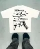 American High Street Fashion Пулеметный пулемет алфавит, негабаритная футболка для мужчин y2k harajuku Goth Style Casual рубашка 240426