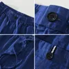 Men's Shorts 2024 Summer Checkered Plaid For Men Pure Linen Casual Elastic Waist Button Up Short Pants