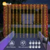 Dekorationer Allilit LED Solar Curtain Fairy Lights Outdoor Waterproof Copper Wire Party Garden Yard Gazebo Garland Juldekoration