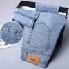 Dünn für Sommer Materail Herren Luxus klassisches Stil Männer Jeans Geschäfts Stretch Denim Männliche Hosen 240420