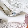 Anelli a grappolo adorabile Romance Lady Exquisite Blue Heart Alamed Ring Austria Rhinestonecrystal Fingerluxury Brand Valentine's