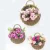 Decoraties Wall Mount Rattan Basket Hangende Planter Basket Handgemaakte rieten bloemenpot Huis tuin Decor geweven rattan vaasmanden