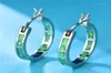 Charm Minimalist Style Green Blue White Fire Opal Earrings For Women Men 925 Silver Filled Round Circle Hoop Female Jewelry11847649