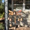 Estatuetas decorativas dragonfly de carrilhão de vento com 8 sinos decoração de artesanato de ferro à prova de intempéries para janela do pátio de jardim