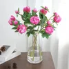 Fiori decorativi 2 testa artificiale peonia simulazione simulazione fiore matrimonio decorazione per la casa decorazione di seta regalo per la festa della mamma