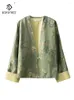 Women's Jackets Birdtree Real Silk Song Brocade Abrigo de estilo chino Manga larga V Cardigan retro Jacquard 2024 Spring C43621QC