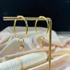 Hoop Earrings S925 Silver Pink Natural Opal Ear Ring Classic All-match