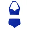 Dames badmode zomer vaste ruches vrouwelijke hoge taille split zwempak zwemmers zwemmen badpak twee stukken tankinis set monokini