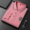 Men's Polos New mens long sleeved polo T-shirt fashionable casual embroidered version breathable mens polo shirtL2405