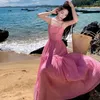 Lässige Kleider Hepburn Style Kleid Spagetti Armband Boho Vintage Beach ärmellose französischer schick lang eine Linie böhmische Vestidos Drop