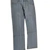 Jeans pour femmes poches de taille moyenne à la taille de la taille de la glissière Rétro lavé lavé ourlet évasé mince pantalon long de toute longue longueur