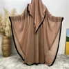 Abbigliamento etnico Chiffon Ciordino sciolto Batwing Abaya per donne Dubai Simple Turchia Islam Abito modesto kaftano musulmano con hijab