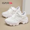 Chaussures décontractées Ozersk Microfibre en cuir Fashion Femmes Lacet Up Mesh Sneakants respirants Sports d'athlétisme extérieur