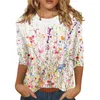 Frauen T-Shirts Y2K Kleidung modische Mode gedruckte Frauen Bluse-Hemd O-Neck Sommer 3/4 Ärmel Plus Size Roupas Feminina