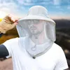 Wide Brim Hats Men And Women Summer Outdoor Bucket With Mask Unisex Mesh Pest Control Sun Protection Hanging Fisherman
