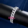 Chaîne cubaine de Miami personnalisée 10 mm de largeur Real 925 Silver 2 Rows D Color Diamond Moisanite Link Bracelet