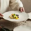 Assiettes à flux beige Plat Plat de ménage céramique plate plate à haute tein