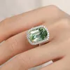 Cluster anneaux Luxury 6ct peridot diamant ring réel 925 Sterling Silver Party Band pour les femmes promesse les bijoux de fiançailles promettent