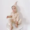 Kleidungssets Kleinkindjungen Mädchen Langarmiger Streifen -Streifen mit Hüten für 0 bis 18 Monate Ärmelkarsch Hemd