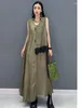 Casual Dresses Qing Mo 2024 Green Splice Dress Chinese Style Satin Lång ärmlös Löst mångsidig mode Eleganta kvinnor bär WZT003