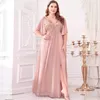 Plus size jurken mode vrouwen elegante bruiloft dame bruidsmeisje pailletten splitsen met korte mouw v-hals losse avondfeest