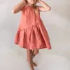 Robes de fille 2024 Linette d'été Coton Sans manches en jupe pour enfants Couleur solide